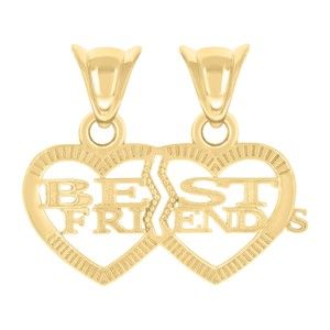 10kt 10k Yellow Gold Womens BEST FRIENDS Heart Charm Pendant